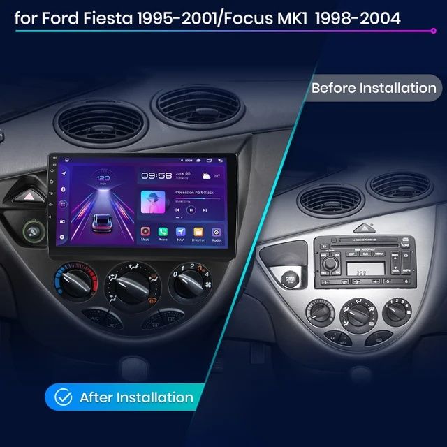 Rádio 9" android Ford Fiesta e Focus WIFI GPS NOVO