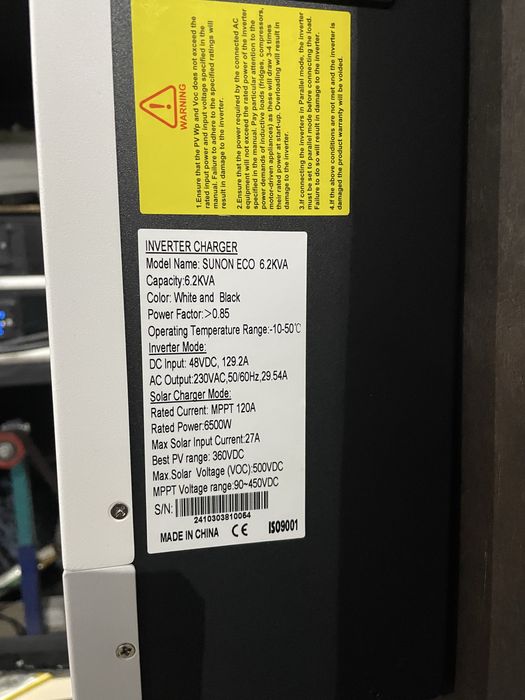 Інвертор гібридний EnerSol, 6.2 кВт, 51.2В (EHI-SUNONECO6.2KW)