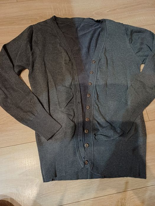 Sweter zapinany kardigan bawełna wełna szary