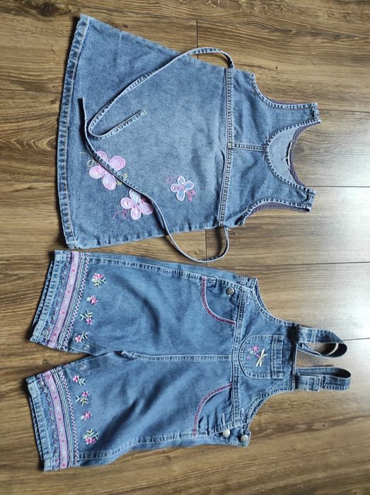 Sukienka i ogrodniczki jeans 80-86
