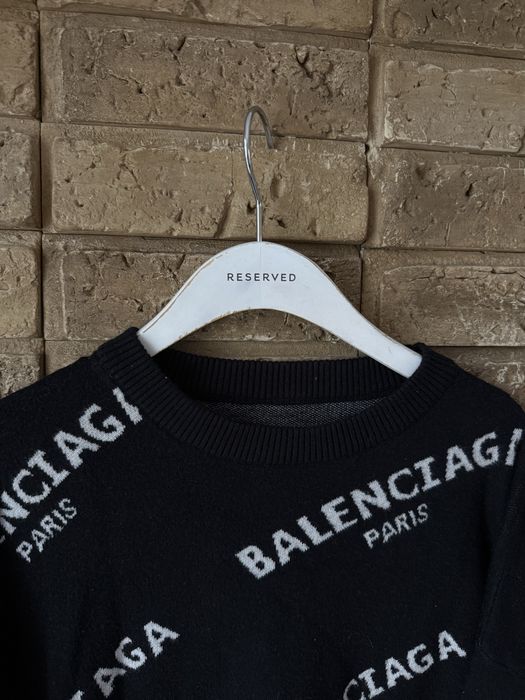 Balenciaga Monogram Czarny Welniany Sweter