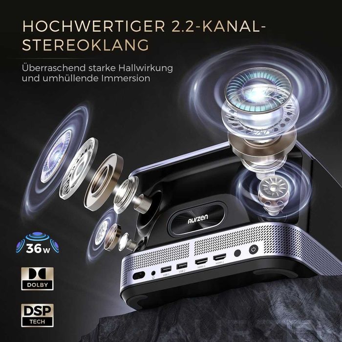 Projektor Aurzen Boom 3 300" Wifi Fullhd Hdmi Usb Hdr Netfix Dekodu 4k