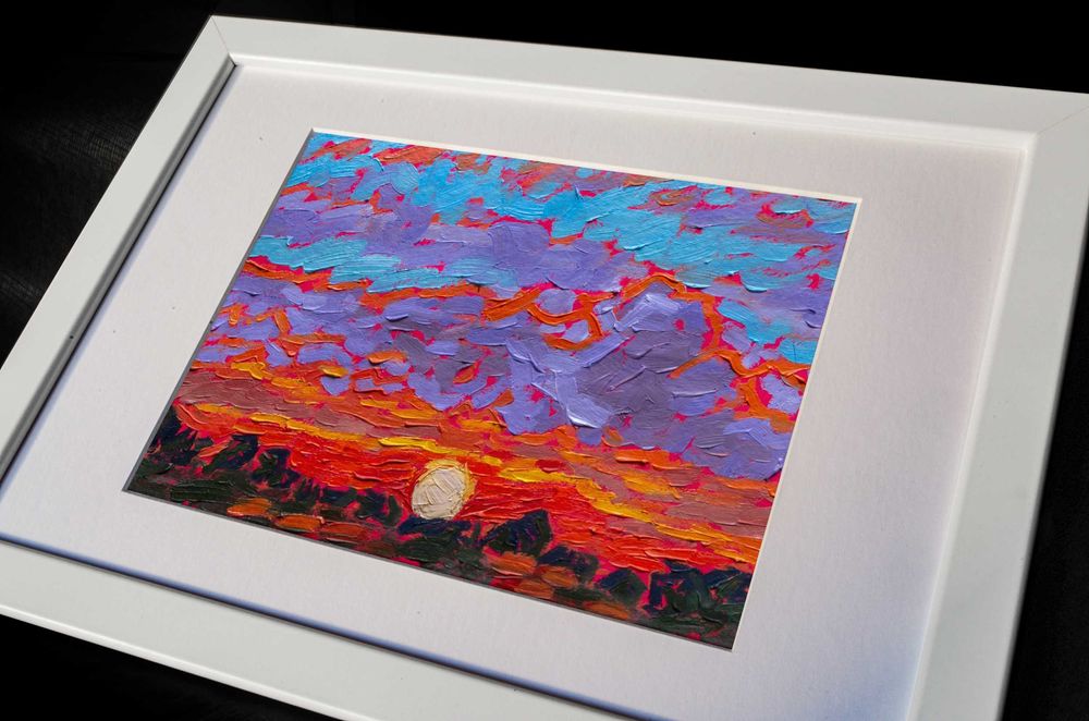 Oryginalny obraz olejny Cynobrowa Gwiazda w ramce