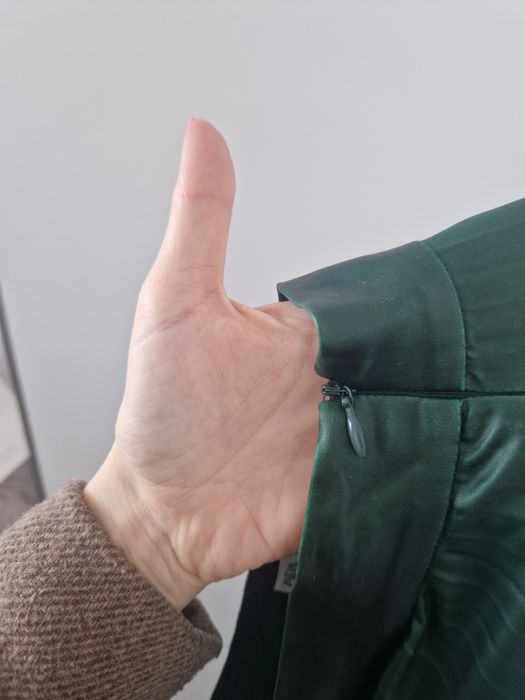 Spódnica midi maxi S Zara zielona plisowana długa