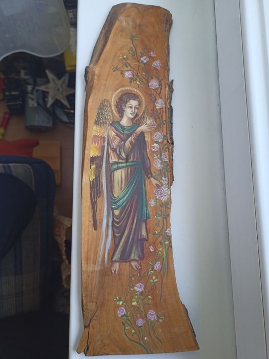 Ikona ręcznie malowana na desce Archanioł Gabriel szczegółowa WARTO !!