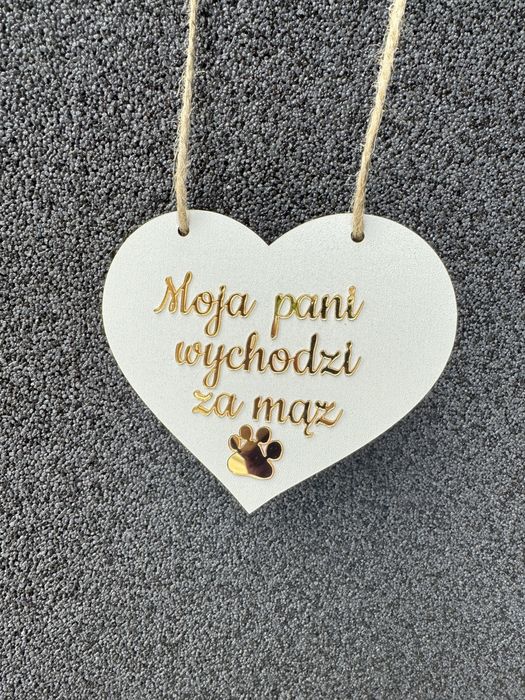 Tablica moi ludziie biorą ślub moja Pani pleksi zawieszka dla zwierzak