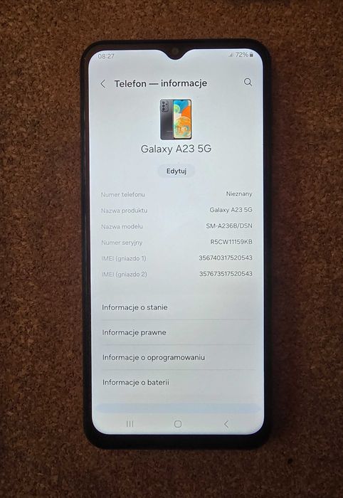 Samsung Galaxy A23 5G SM-A236 B/DSN 4GB/64GB Czarny Bez Blokad