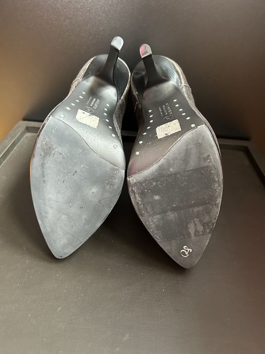 Allsaints nowe skórzane złote botki na szpilce