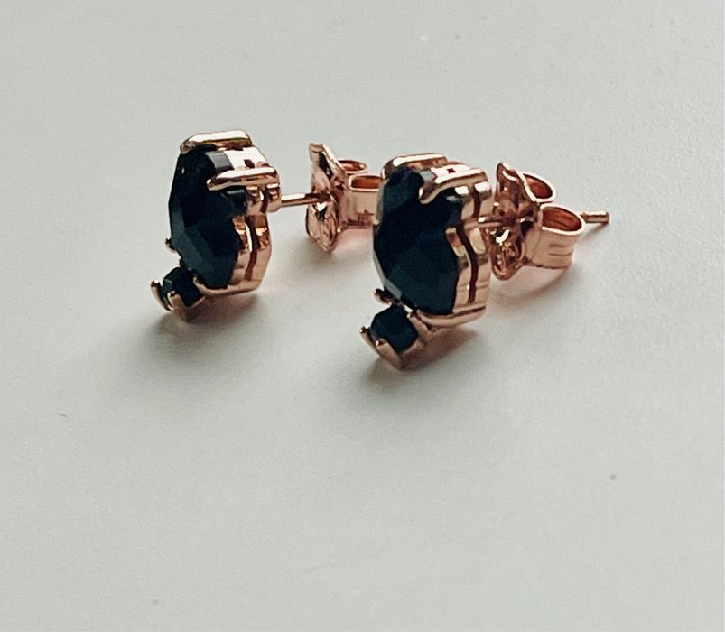 Kolczyki Tous Erma z różowego srebra vermeil z onyksem i spinelem