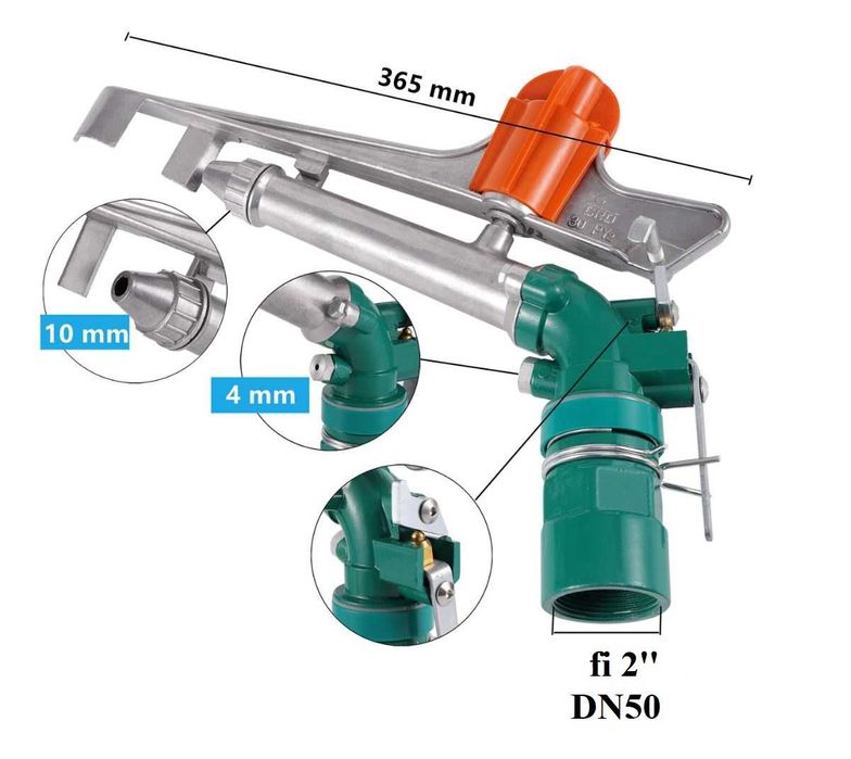 Zraszacz działko pulsacyjne deszczownia promień 28-35m Fa. Vat