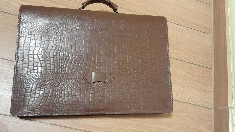 Teczka aktówka z lat 60 ze skóry