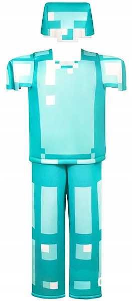 Strój przebranie Minecraft Diamentowy Steve kostium maska r.XL 140/146