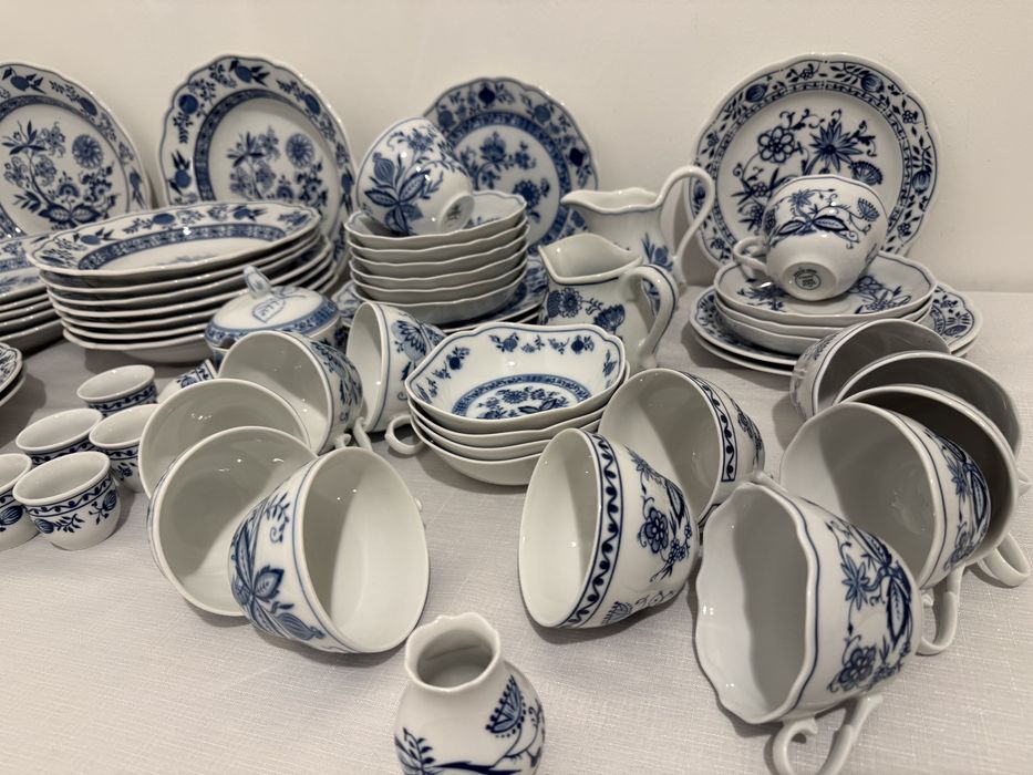 Duży serwis zwiebelmuster wzór  cebulowy