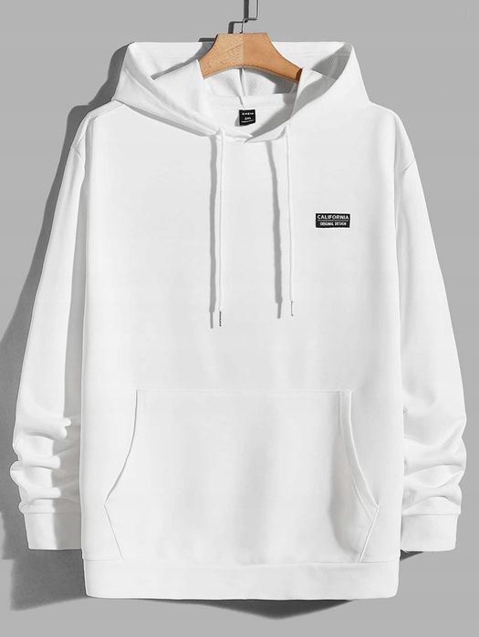 Bluza Męska Kangurek Pullover Z Kapturem California Biała Shein 2Xl
