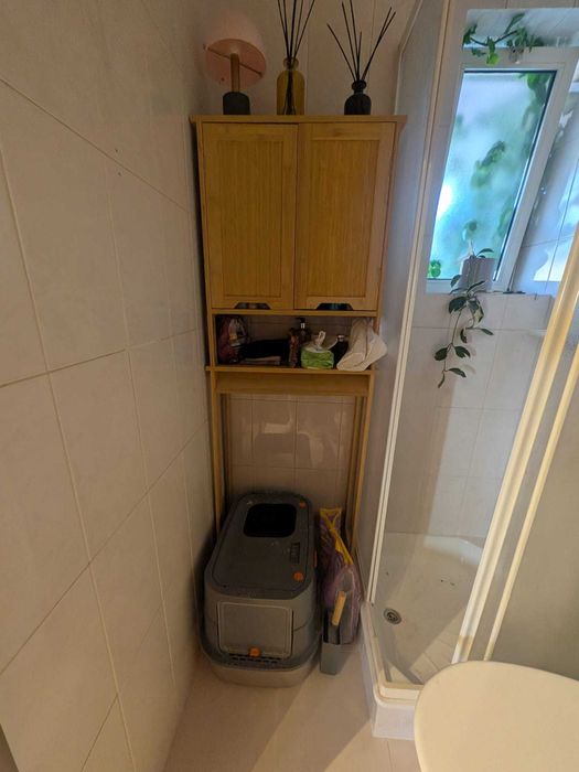 Móvel de casa de banho/lavandaria em bambu – estreito e funcional