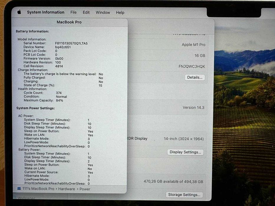 Macbook Pro 14 M1 PRO 16 512