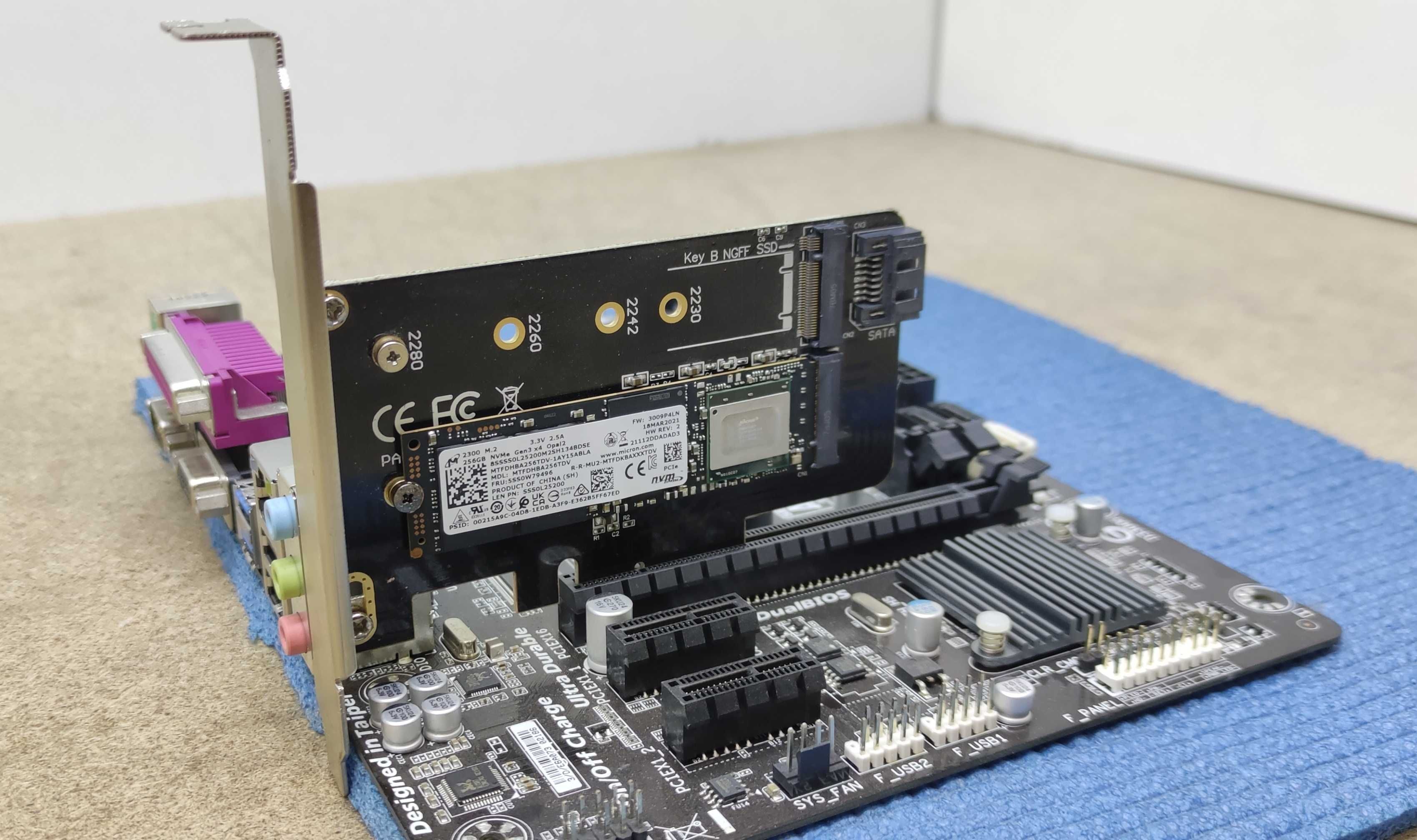 Переходник PCI-E x4 на M.2 для SSD NVME+SATA адаптер ZOMY PA02 2280 42: ...