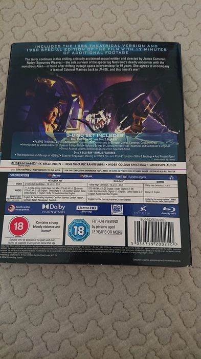 Aliens filme bluray uhd 4k hdr dolby atmos novo selado james cameron