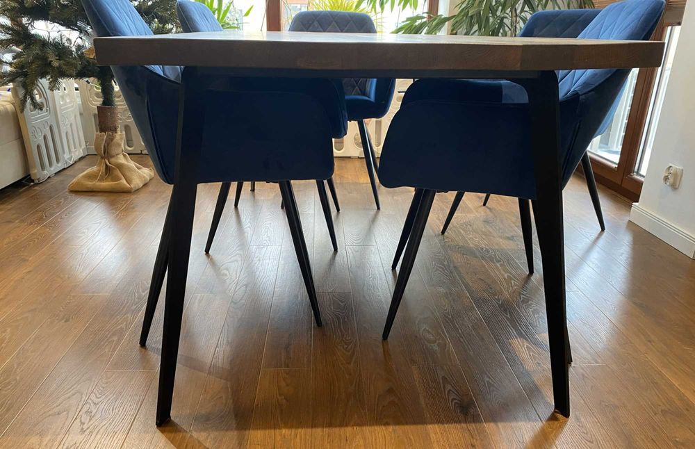 Dębowy stół 180x90cm – lite drewno, dąb heban