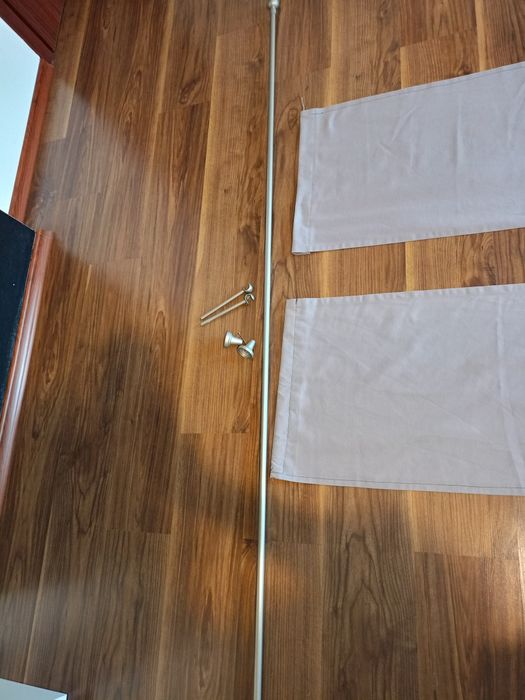 Zasłony szare 220x 45 z karniszem