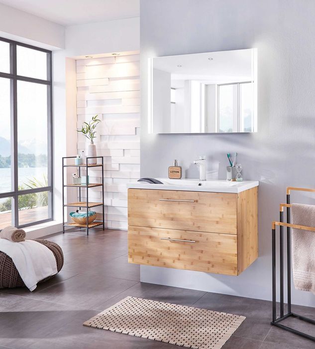 szafka łazienkowa z umywalką meble łazienkowe SOLIDNY BAMBUS 80X45