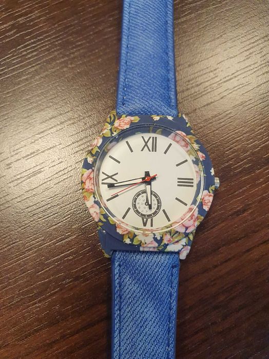 Jeansowy zegarek damski
