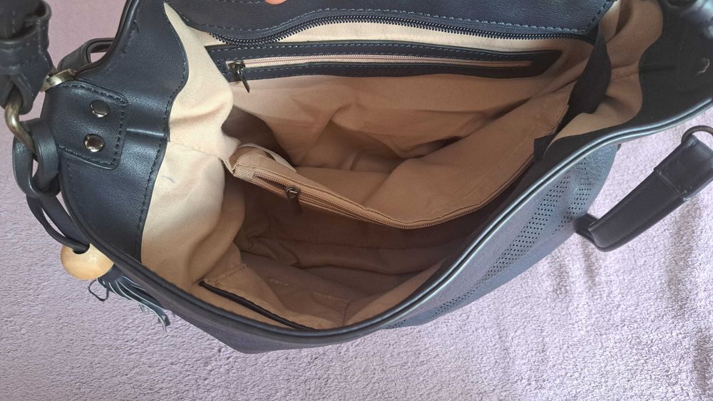 Torba na ramię shopper granatowa