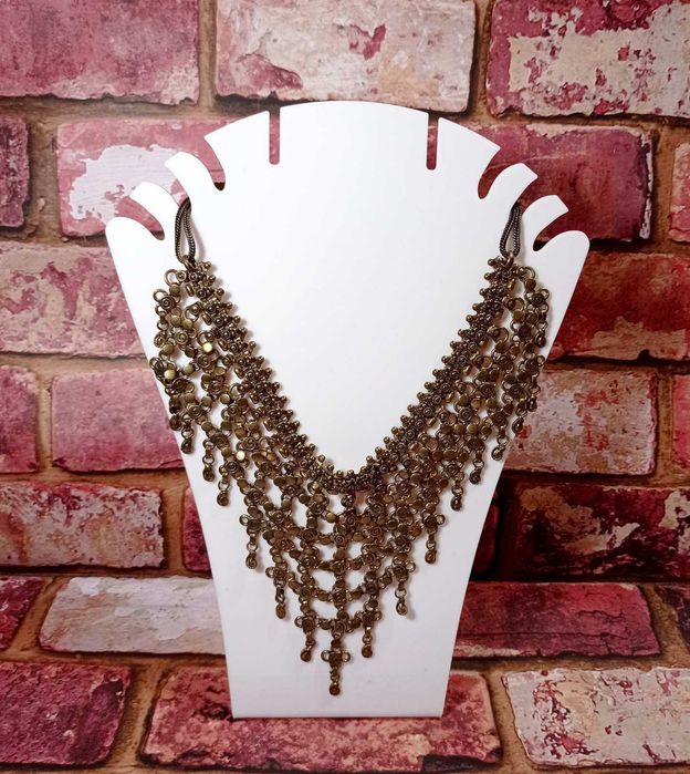 Шикарное винтажное латунное колье-чокер в стиле бохо.