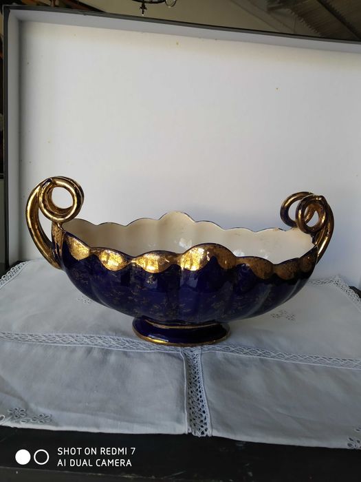 Fruteira azul cobalto ouro Raul da bernarda