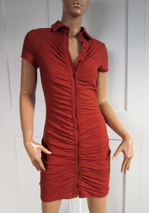 Shein sukienka prążkowana marszczona vintage S 36 NOWA