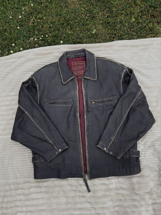 Skórzana kurtka Vintage 90s Couture by J. Park XL Boxy Distressed Leather