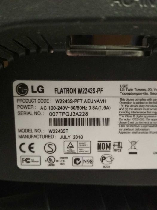 LG W2243S---разбор битого