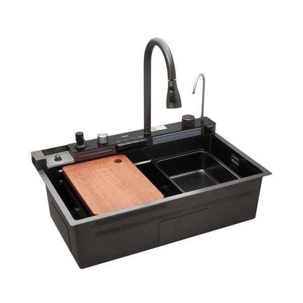 Мойка для кухни + смеситель Platinum Handmade "Водопад" ТР6532