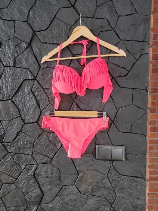 Azulena bikini frędzle XL 42 różowy fluo tkanina odporna na chlor