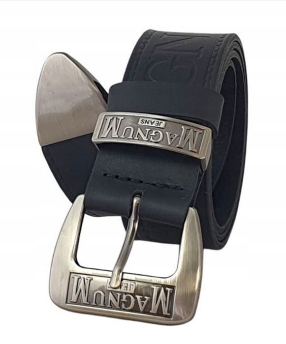 Pasek męski czarny skórzany  do spodni Magnum Jeans