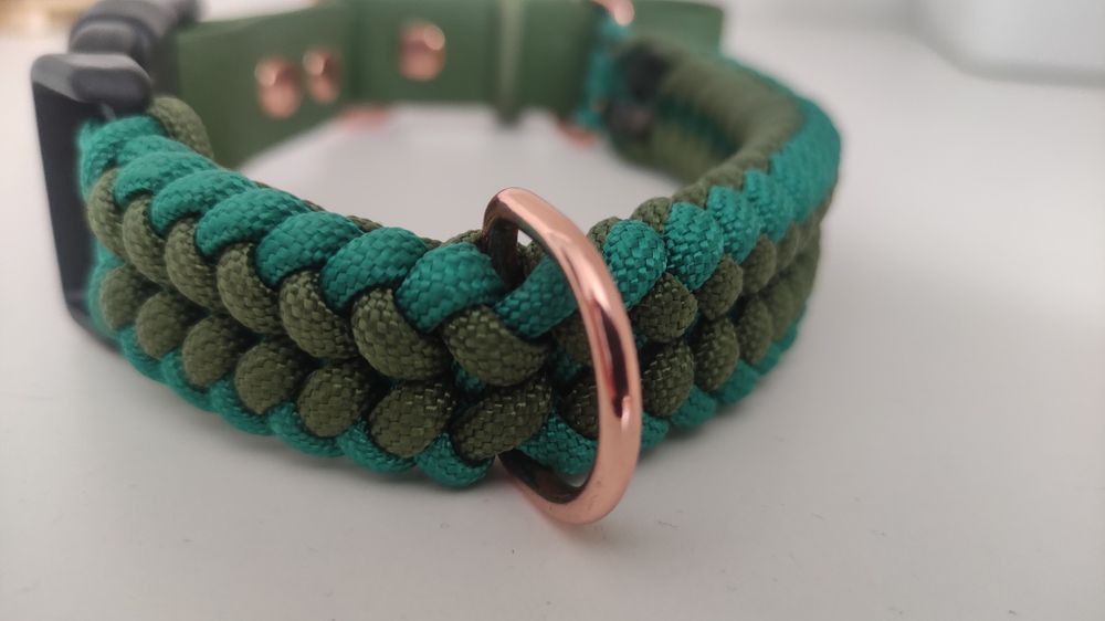 Obroża ręcznie robiona dla psa 2,5 cm 2cm zielona houndloop sznurkowa