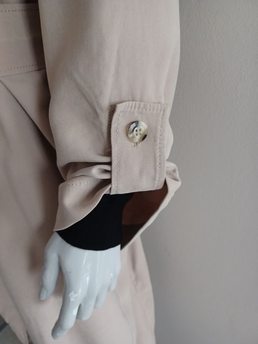 Stylowy długi trencz oversaiz casual L beżowy H&M