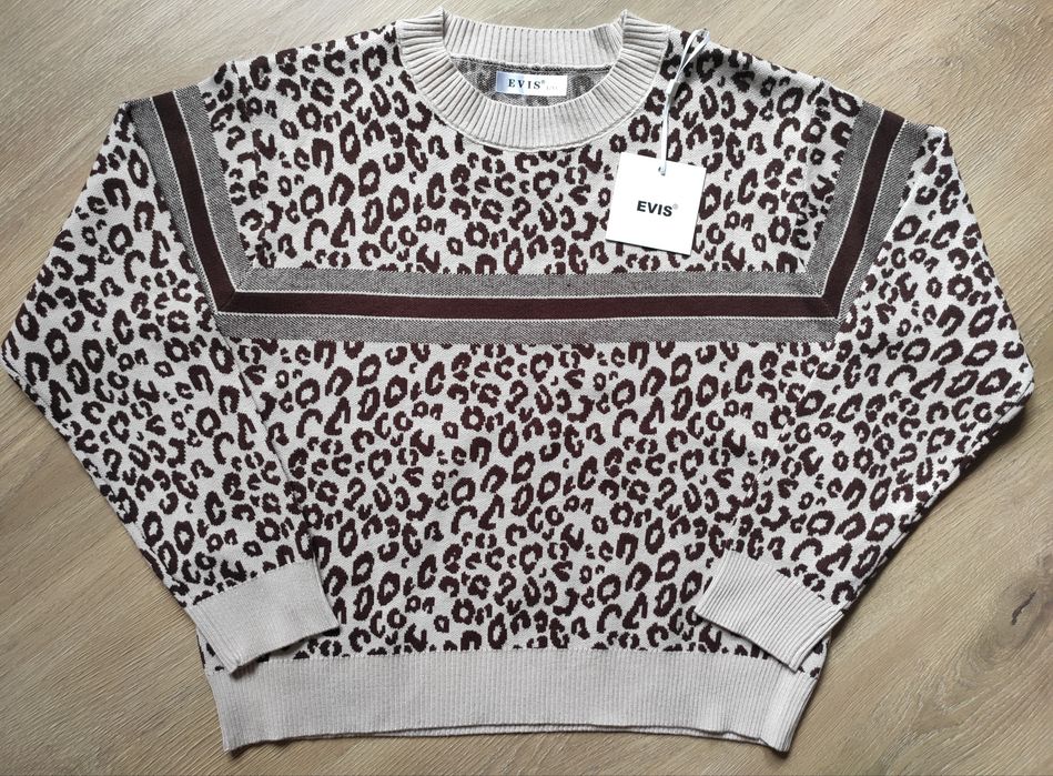 Nowy ciepły sweter panterka L/XL