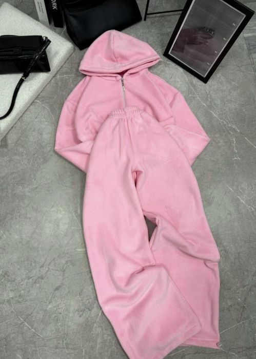 Костюм на флісі: штани палацо/джогери + оверсайз кофта