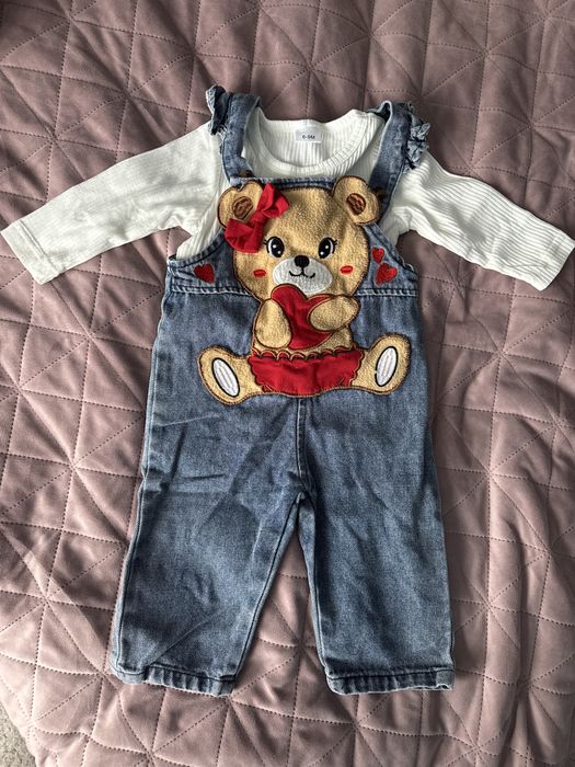 Комплект лонгслів і комбінезон джинсовий 74-80розмір