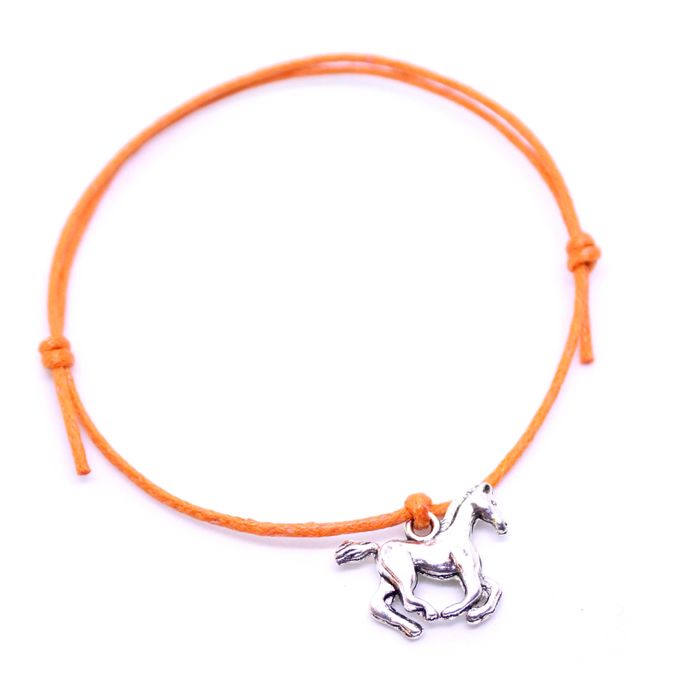 bransoletka sznurkowa galopujący koń pomarańcz