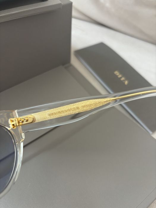 Nowe oulary marki DITA przezroczyste ze zlotem