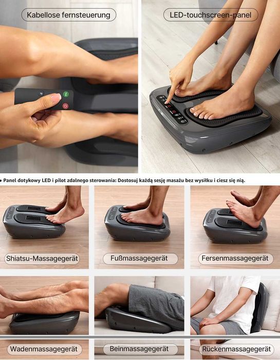 Wibracyjny masażer do stóp elektryczny Shiatsu + pilot relaksujący RENPHO