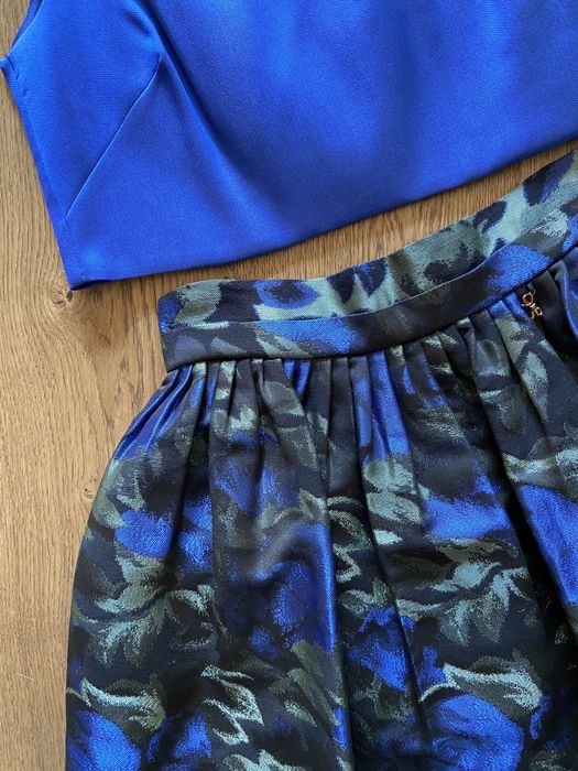 Spódnica i top komplet sukienka elegancka na wesele niebieska chabrowy