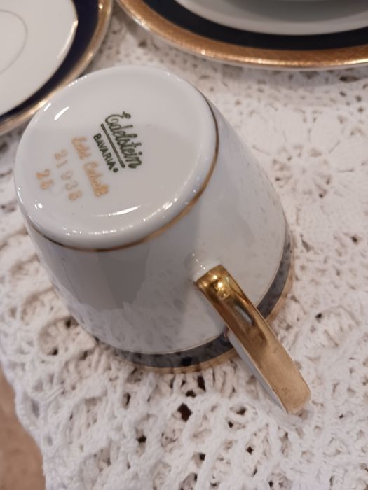 Edelstein Serwis kawa herbata kobalt zlocenie