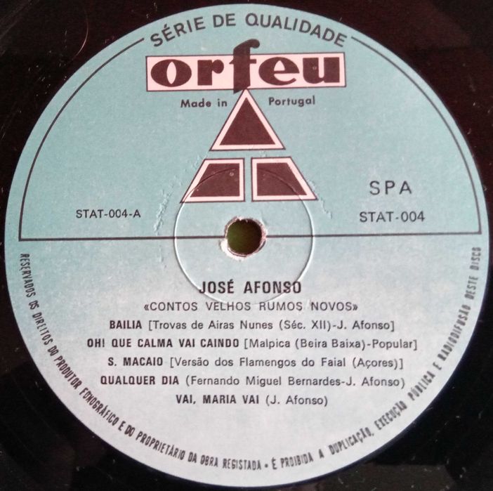 José Afonso	- - - - -		Contos Velhos, Rumos Novos	- - - - -	LP