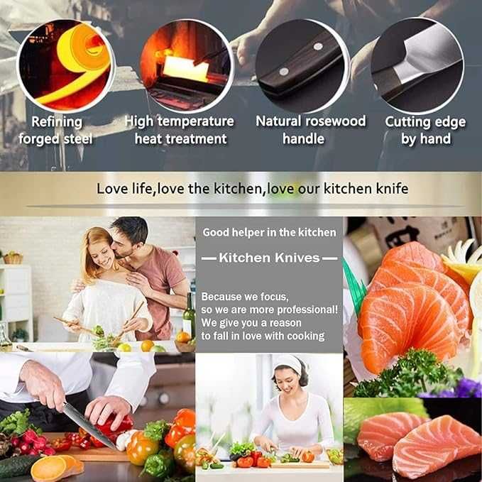 10-częściowy zestaw noży kuchennych ze stali nierdzewnej szefa kuchni