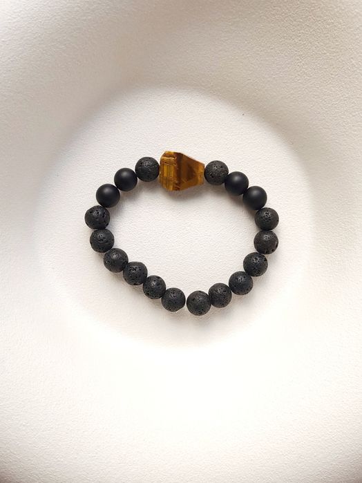 męska bransoletka z lawy wulkanicznej tygrysiego oka kamieni naturalny