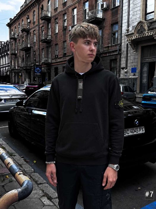 Толстовка Stone Island / Черное Худи Стон Айленд / XS S M L XL