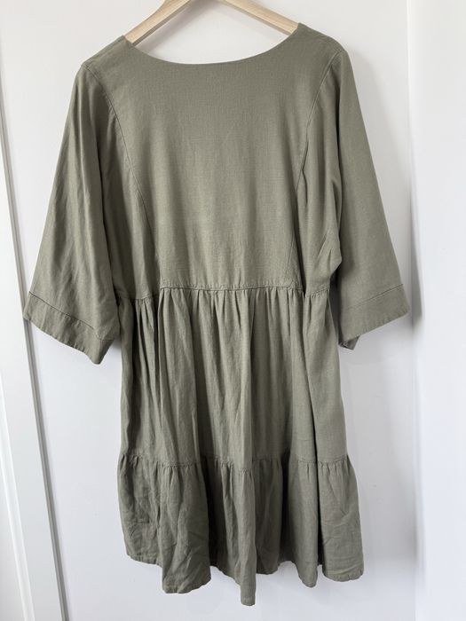 Next krótka sukienka lniana khaki